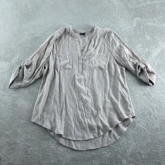 Torrid Womens Beige 3/4 Sleeve V-Neck Blouse Size 0 (12) 2865 - Picture 1 of 9